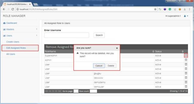 Remove Assigned Role to Users